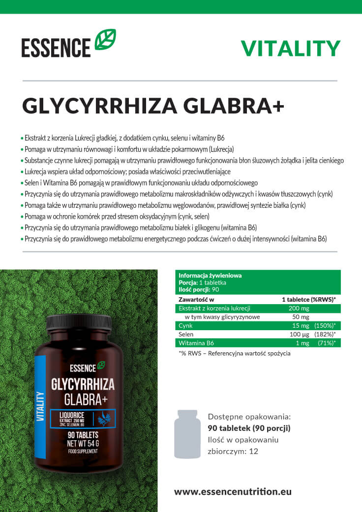 Essence Glycyrrhiza Glabra+ - Ekstrakt z korzenia lukrecji - 90 tabl.