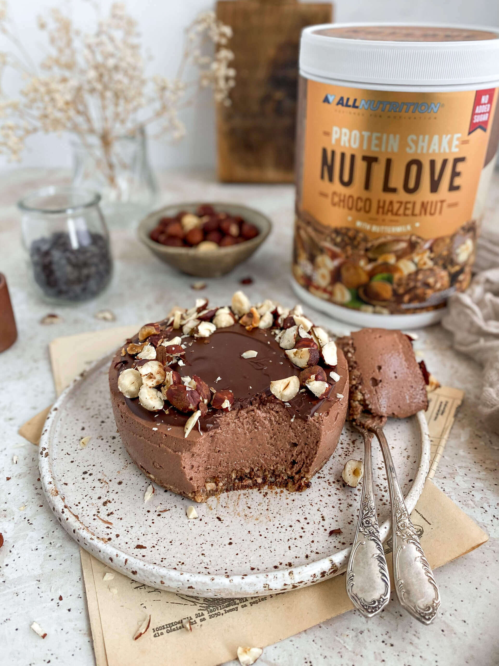 deser przygotowany z AllNutrition Nutlove Protein Shake Chocolate Hazelnut